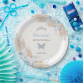 Pastel Blue Quinceanera Boho Princess Mis Quince Papieren Bordje (Feest)
