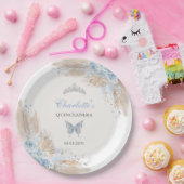 Pastel Blue Quinceanera Boho Princess Mis Quince Papieren Bordje (Feest)