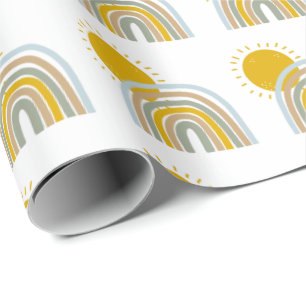 Pastel Blue Rainbow 1st Birthday Party Thema  Cadeaupapier