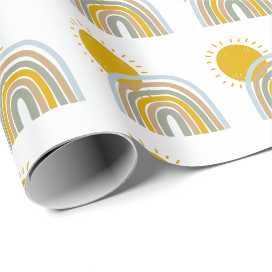 Pastel Blue Rainbow 1st Birthday Party Thema  Cadeaupapier (Rol Hoek)