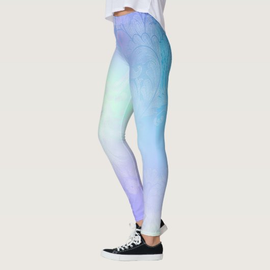 Pastel Blue Rainbow Floral Leggings (Links)