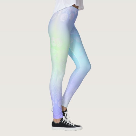 Pastel Blue Rainbow Floral Leggings (Rechts)