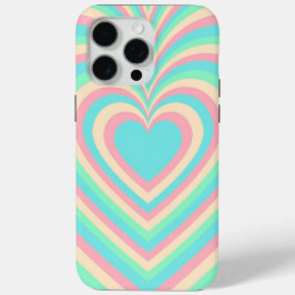 Pastel Blue Rainbow Hypnotic Heart Love Patroon iPhone 15 Pro Max Hoesje