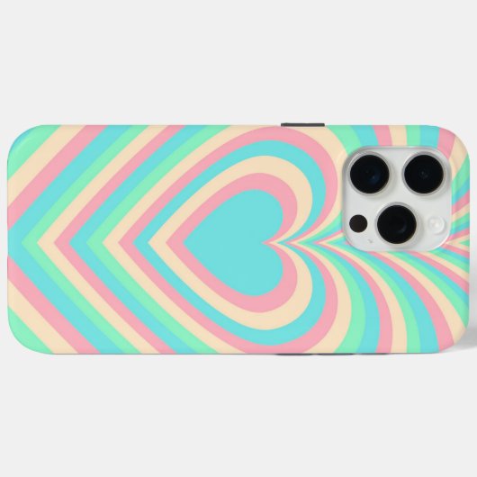 Pastel Blue Rainbow Hypnotic Heart Love Patroon Case-Mate iPhone Case (Achterkant (horizontaal))