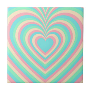 Pastel Blue Rainbow Hypnotic Heart Love Patroon Tegeltje