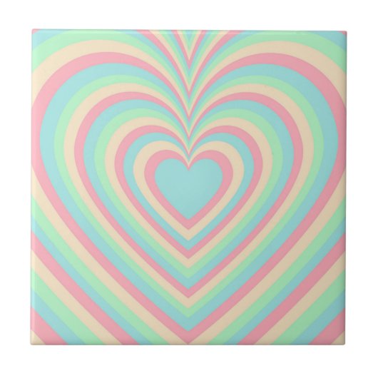 Pastel Blue Rainbow Hypnotic Heart Love Patroon Tegeltje (Voorkant)