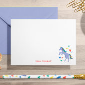 Pastel Blue Rainbow Unicorn Kinder Personal Note Bedankkaart