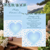 Pastel Blue Raining Hearts Valentijnsdag Party Kaart