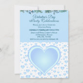 Pastel Blue Raining Hearts Valentijnsdag Party Kaart (Voorkant)