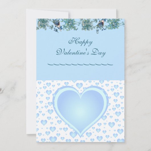 Pastel Blue Raining Hearts Valentijnsdag Party Kaart (Achterkant)