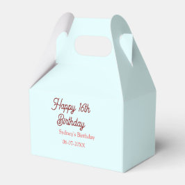 Pastel blue red happy 16th birthday name date eleg bedankdoosjes