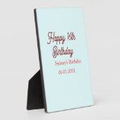 Pastel blue red happy 16th birthday name date eleg fotoplaat (Zijkant)