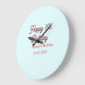 Pastel blue red happy 16th birthday name date eleg grote klok (Hoek)