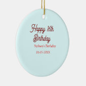 Pastel blue red happy 16th birthday name date eleg keramisch ornament (Rechts)