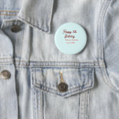 Pastel blue red happy 16th birthday name date eleg ronde button 5,7 cm (In situ)
