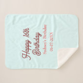 Pastel blue red happy 16th birthday name date eleg sherpa deken (Voorkant (horizontaal))