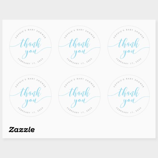 Pastel Blue Relax Script Bedankt Ronde Sticker (Vel)