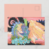 Pastel Blue Roos Dragon Briefkaart (Voorkant / Achterkant)
