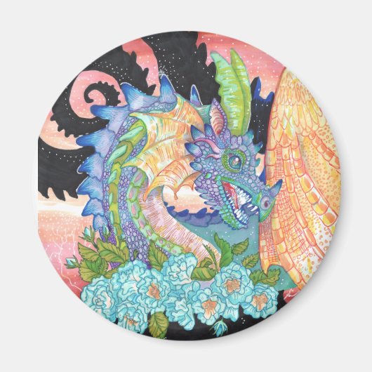 Pastel Blue Roos Dragon Magneet (Voorkant)