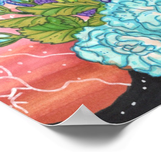 Pastel Blue Roos Dragon Poster (Hoek)