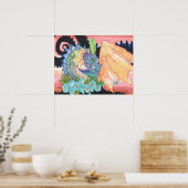 Pastel Blue Roos Dragon Poster (Keuken)