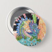 Pastel Blue Roos Dragon Ronde Button 7,6 Cm (Voorkant /achterkant)