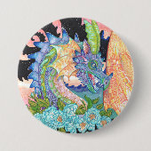 Pastel Blue Roos Dragon Ronde Button 7,6 Cm (Voorkant)