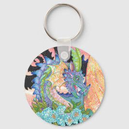 Pastel Blue Roos Dragon Sleutelhanger