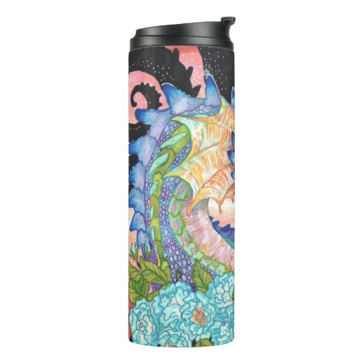 Pastel Blue Roos Dragon Thermosbeker (Gedraaid links)