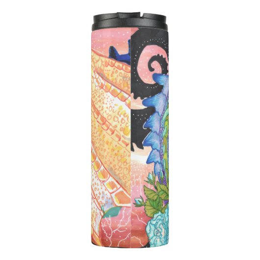 Pastel Blue Roos Dragon Thermosbeker (Achterkant)