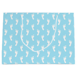 PASTEL BLUE ROWS OF BABY FEET GROOT CADEAUZAKJE