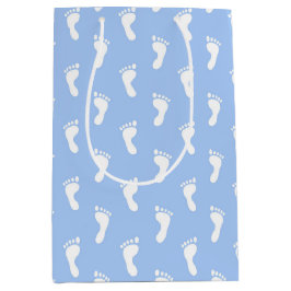 PASTEL BLUE ROWS OF BABY FEET MEDIUM CADEAUZAKJE