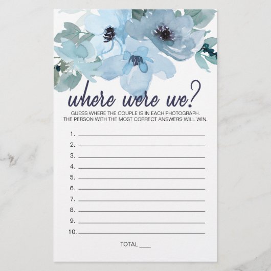 Pastel Blue Rozen Floral Game waar we waren Flyer (Voorkant)