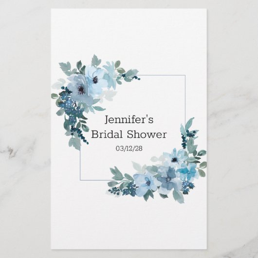Pastel Blue Rozen Floral Game waar we waren Flyer (Achterkant)