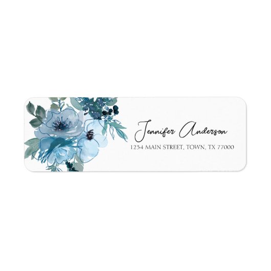 Pastel Blue Rozen Floral Weddenschap Label (Voorkant)