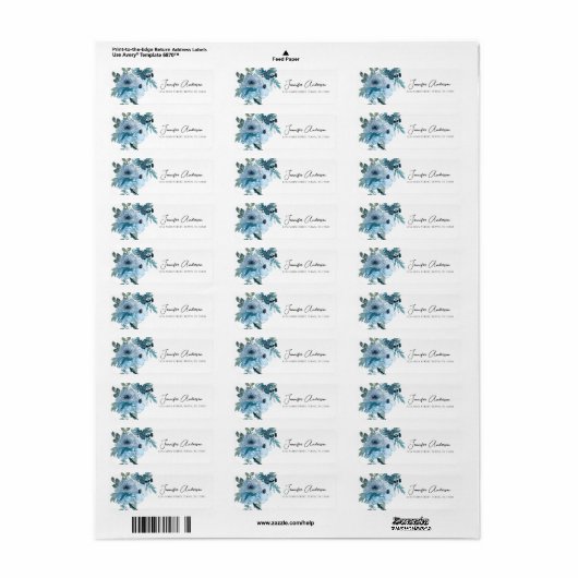 Pastel Blue Rozen Floral Weddenschap Label (Full Sheet)