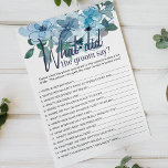 Pastel Blue Rozen gamen wat de Groom zou zeggen Flyer<br><div class="desc">Wat zou het Groom Say vrijgezellenfeest-spel zijn? Pastelblauw waterverf floreel collectie van met de hand geverfde wilde rozen. Overeenkomende objecten om je collectie te voltooien zijn beschikbaar in onze Zazzle winkel!</div>