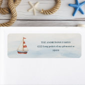 Pastel Blue Sailboat Nautisch Adreslabel | Ahoy Etiket