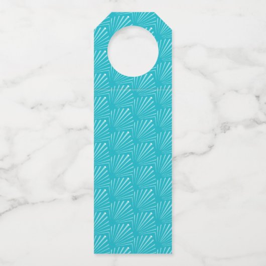 Pastel Blue Seashell Silhouette Diagonal Lines Art Flessenhanger (Voorkant)