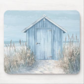 PASTEL BLUE SEASIDE BEACH HUT BY THE OCEAN MUISMAT (Voorkant)