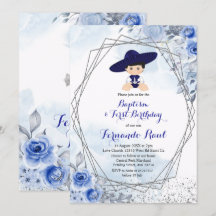 Pastel Blue Silver Fiesta Boy Baptisme Birthday