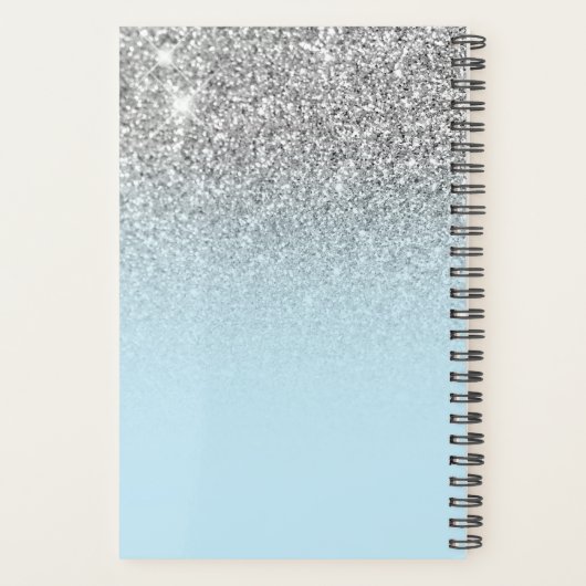 Pastel Blue Silver Glitter Ombre Persoonlijk Planner (Achterkant)