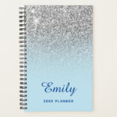 Pastel Blue Silver Glitter Ombre Persoonlijk Planner (Voorkant)