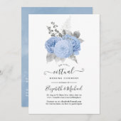 Pastel Blue & Silver  Roos Virtual Weddenschap Kaart (Voorkant / Achterkant)
