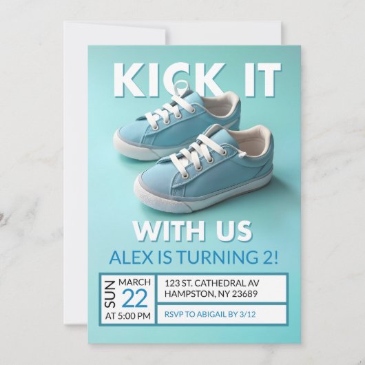 Pastel Blue Sneaker 2e Verjaardag Jongen Kaart (Voorkant)