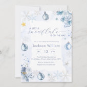 Pastel Blue Snowflake Floral Winter Baby Shower Kaart (Voorkant)