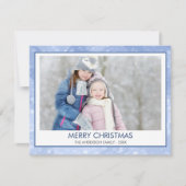 Pastel Blue Sparkle Snow Bokeh Kerstfoto Feestdagenkaart (Voorkant)