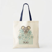 Pastel Blue Stripe Cute Baby Koala Aangepast Tote Bag (Voorkant)