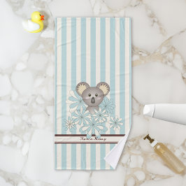 Pastel Blue Stripe Cute Baby Koala Kinder Bad Handdoek