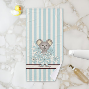 Pastel Blue Stripe Cute Baby Koala Kinder Bad Handdoek
